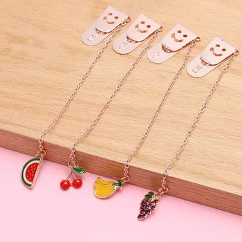 

1X Cute Fruit Series Grape Cherry Banana Metal Chain Pendant Bookmark Marker of Page School Office Supply Stationery Gift