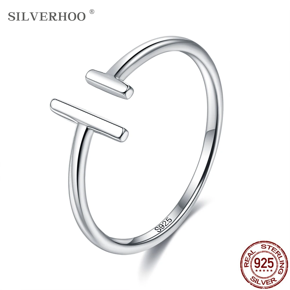 925-Sterling-Silver Rings SILVERHOO Fine-Jewelry Adjustable Minimalist Authentic Women