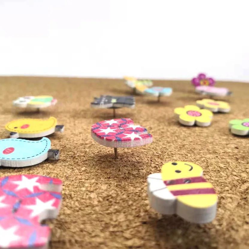 Manufacturers Direct Selling Cross Border Creative Wood Piece Pushpin Flower Bird Animal 20-Office Culture And Education Fixed