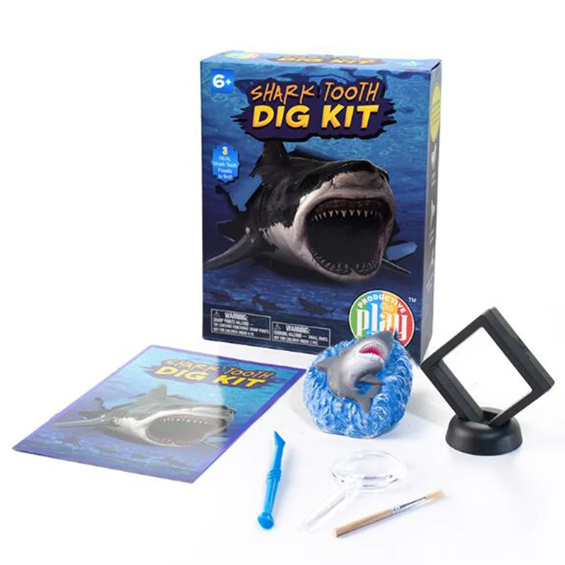 

Children's toys dig natural gemstones to explore dinosaur fossils sharks diy handicraft set surprise blind box boy birthday gift