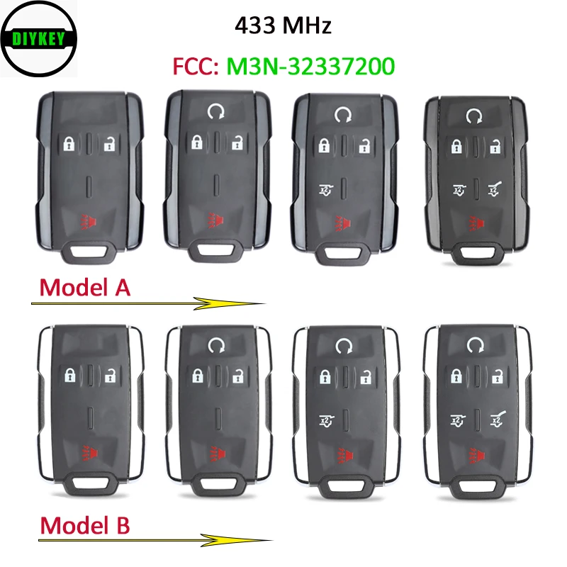 

DIYKEY Remote Control Key 3 / 4 / 5 / 6 Button 433MHz Fob for Chevrolet Silverado 2019- 2021, GMC Sierra 2021 FCC: M3N-32337200
