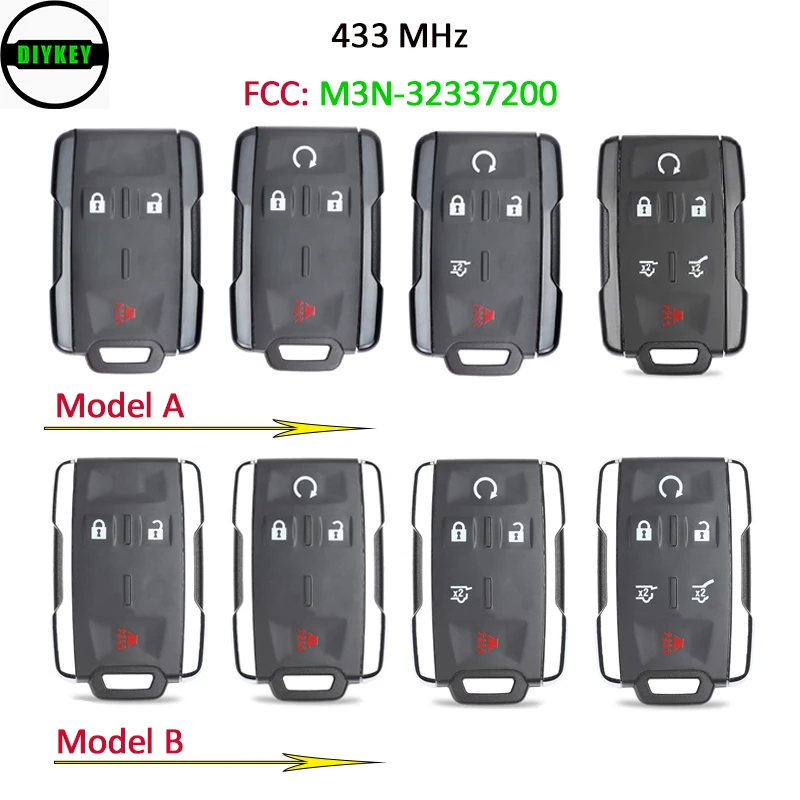 Пульт дистанционного управления DIYKEY с кнопкой 3/4/433 2019 МГц для Chevrolet Silverado 2021-2021 GMC
