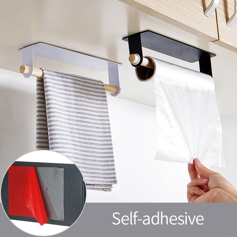 

Space-saving Towel Bar Self-adhesive Single Pole Towel Bar Towel Holder Rack PC Wrap Holder Paper Roll Holder Closet Hanging Bar