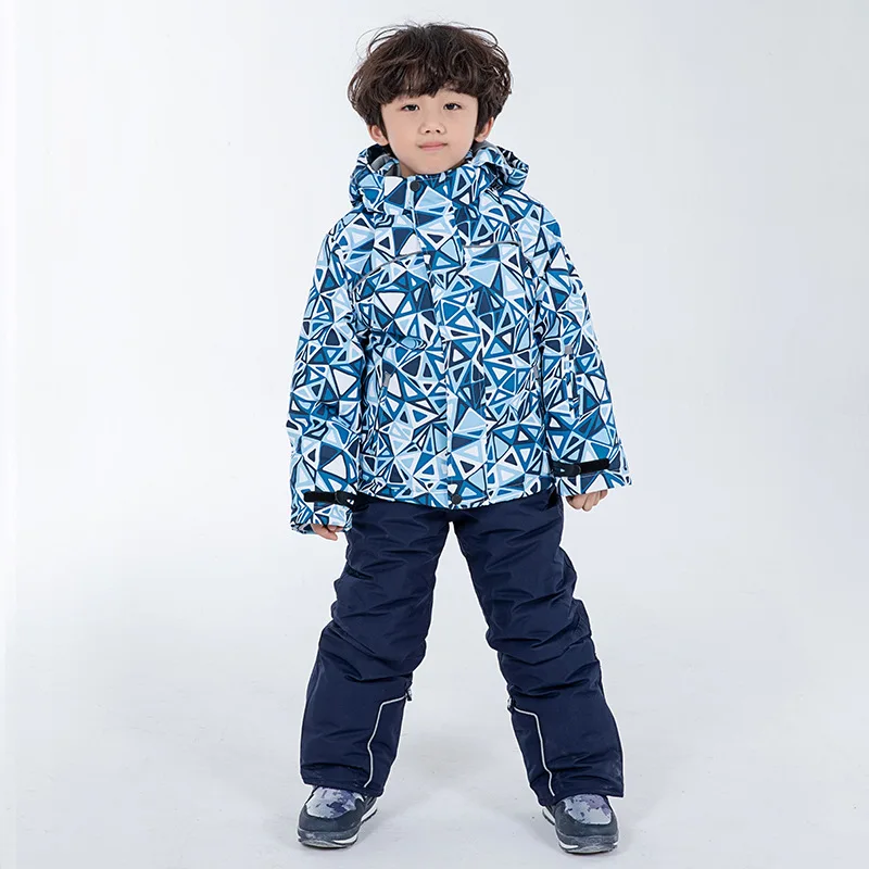 Детский зимний костюм; Лыжная одежда для сноуборда; ветрозащитная водонепроницаемая верхняя одежда для мальчиков и девочек; детская Лыжная куртка+ брюки - Цвет: color 06