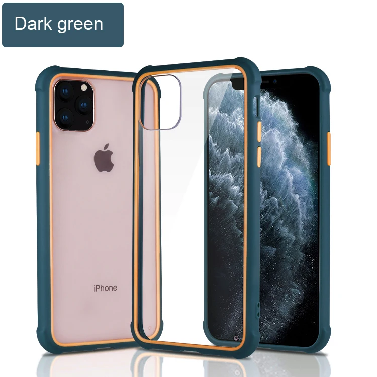 Dark green Для Apple iphone 11 Чехол Жесткий PC+ силиконовый прозрачный тонкий матовый защитный чехол на заднюю панель для iphone 11 Pro Max iphone 11 - Цвет: Dark green