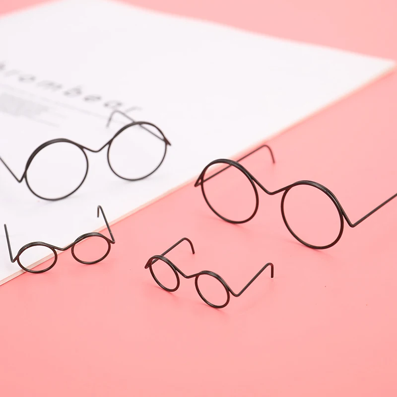 2PCS BlackTop Selling  Round Frame Lensless Retro Cool Doll Glasses For BJD Doll 1/6 30cm Doll Accessories