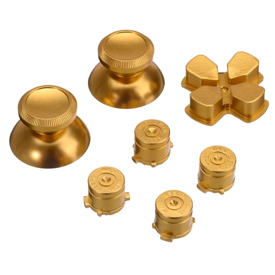 1 Set Alloy Metal Bullet Buttons Thumbsticks Cap Kit For PS4 Controller Gamepad Controller