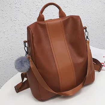 

Women's Outdoor Simple Zipper Youth PU Leather Backpacks for Teenage Girls Female School Shoulder Bag Bagpack mochila #T2G