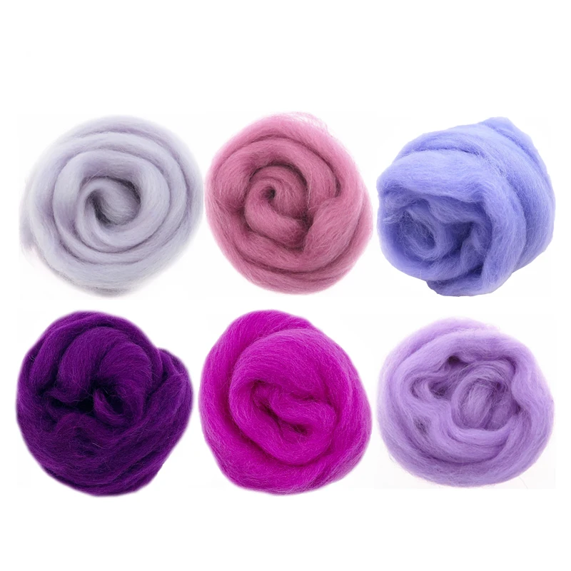 Purple Series Wool Fibre Flower Animal Toy Wool Roving Needle Felting Spinning DIY Craft Materials Felt Christmas 10g/50g/100g wool felting kit needle felt kit needle felting wool wool felting needles needle felting mat