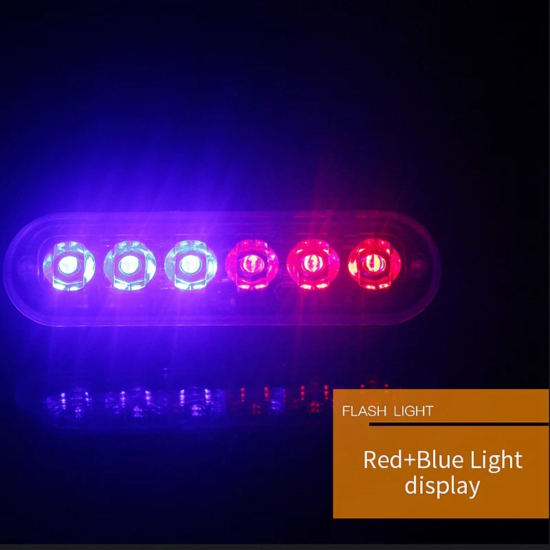 2 предмета 12 V-24 V 6LED светильник вспышка аварийного автомобиля Предупреждение стробоскоп проблесковый маячок синего и красного и белого и красного цвета