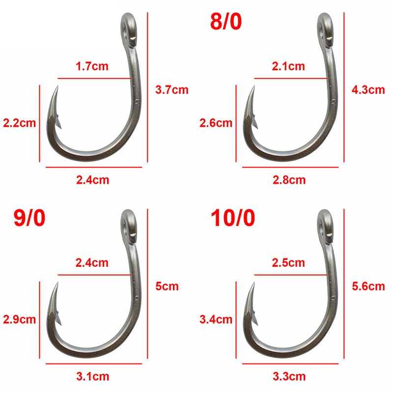 50pcs 10884 스테인레스 스틸 낚시 후크 흰색 강한 큰 게임 물고기 참치 미끼 Fishhook 크기 3/0 4/0 5/0 6/0 7/0 8/0 9/0 10/0