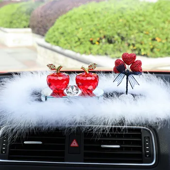 

CUTE CRYSTAL GLASS RED APPLE FIGURINES CAR PERFUME BOTTLE APPLE FRUIT PAPERWEIGHT CAR TABLE ORNAMENT DECOR FENGSHUI GIFTS