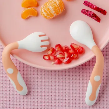 

2 Pcs Foldable Baby Spoon Fork Set Toddler Baby Learning Tableware Cutlery Utensils Utensils Children Cutlery With Storage Box