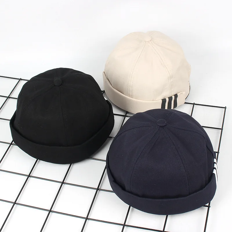 Полосатая кепка без козырьков для мужчин и женщин Landlord Street Ventilation Skull cap Sailor Байкерская Кепка хлопковая Повседневная Docker Матросская шляпа