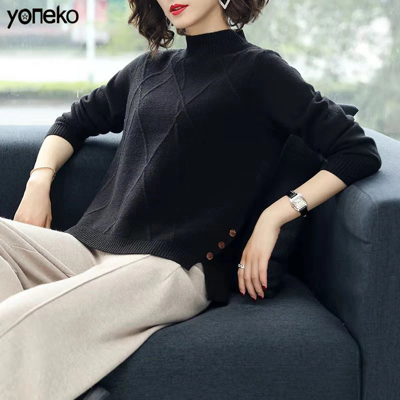 

Yoneko Knitted Cashmere Sweater Women 2020 Fall Winter Warm Long Sleeve Pullover Sweater Female Korean Turtleneck Jumper Women