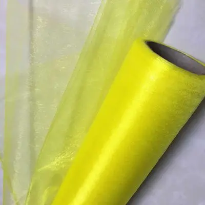 Yellow 1/2 шт. 50 см* 50 м Свадебные пряжи рулон тюля кристально чистая Настольная дорожка из тюля прозрачная органза из газовой ткани рулон Свадебные украшения - Цвет: Yellow