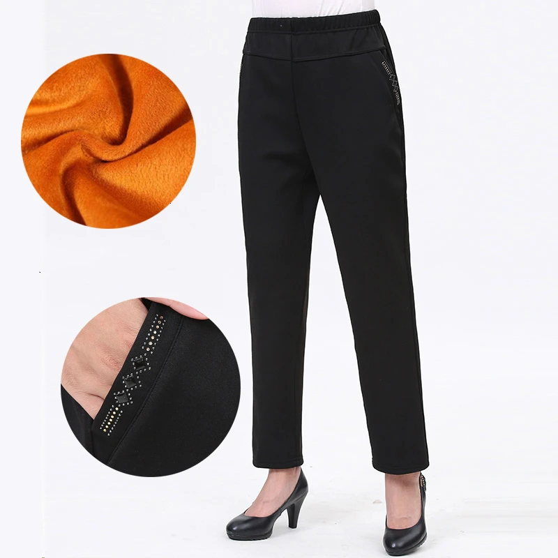 

Autumn Winter Women Pants Warm Plus Velvet Thickening Pants High Waist Stretch Straight Pants Female Trousers Pantalon Femme