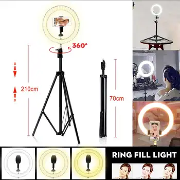 

LED Ring Light 10" Dimmable Tripod Phone Camera Photo Selfie Live Light Stand Photography Ring Light for Self-timer Beauty