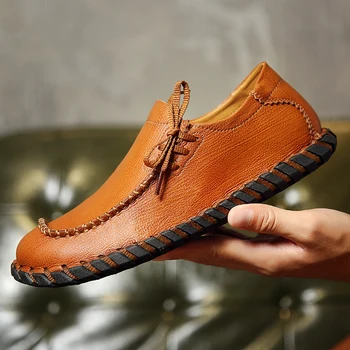 

Men Casual Shoes Retro Loafers Men Shoes Quality Genuine Leather Shoes Men Flats Hot Sale Moccasins Shoes 2019 New Flats