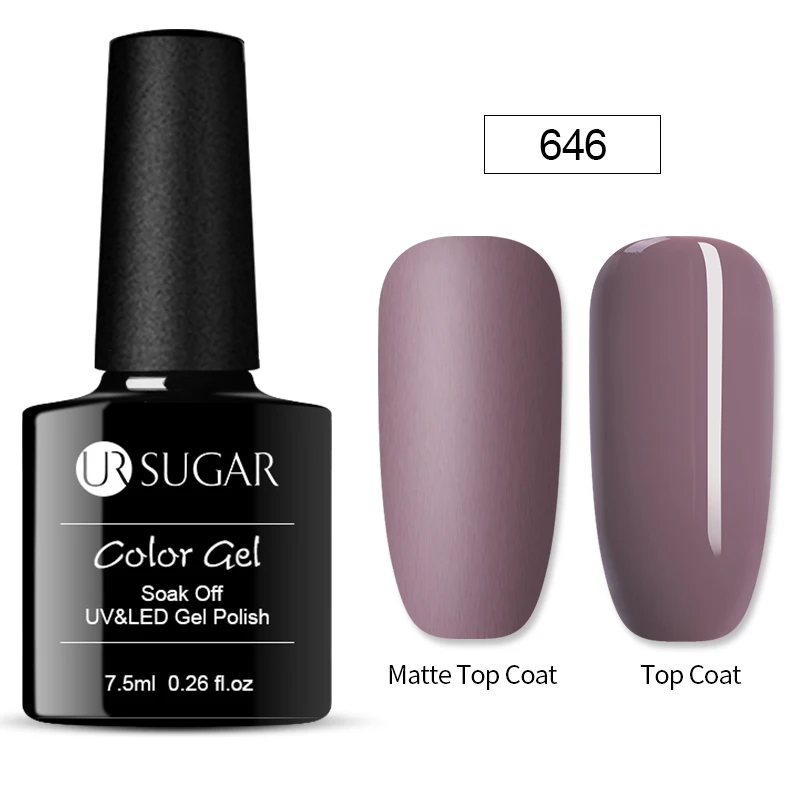 Color 646 UR SUGRA матовый цвет УФ-гель для ногтей 15 мл черный белый чистый замочить от УФ-гель для дизайна ногтей лак верхнее Базовое покрытие гель лак матовый - Цвет: Color 646
