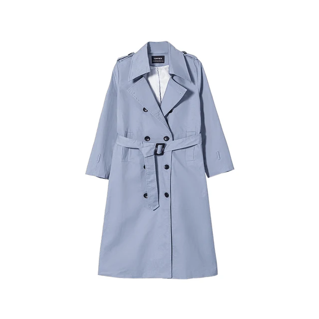 Toppies 2021 Spring Long Trench Coat Women Double Breasted Slim Trench Coat Female Outwear Fashion Windbreaker 2