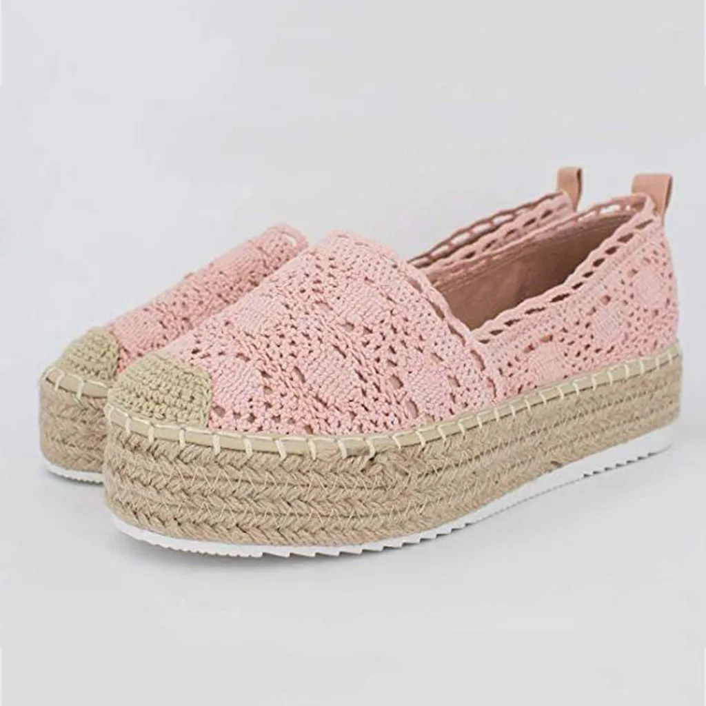 

Platform Heels WoMen Hollow Platform Casual Shoes Solid Color Breathable Wedge Espadrilles High Quality Retro High Heel Shoes