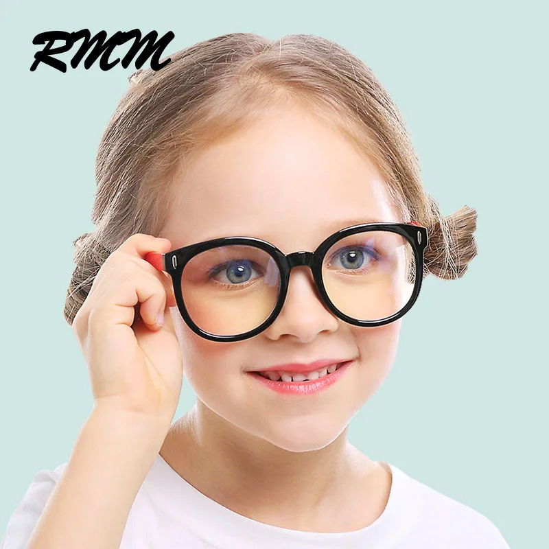 Round Anti Blue Light Kids Glasses Rmm Silicone Frame Eyeglasses