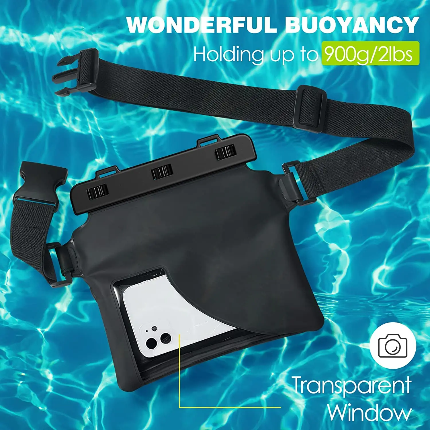 MoKo Waterproof Phone Pouch Fanny Pack Floating Dry Bag Swimming Waist Bag Underwater Ski Drift Diving for iPhone 13/13 Pro Max