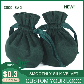 

Silk Velvet Cloth Drawstring Bags Soft Smoothly Flannel Jewelry Packaging Bag Bead Earrings Necklace Storage Pouches Custom Logo