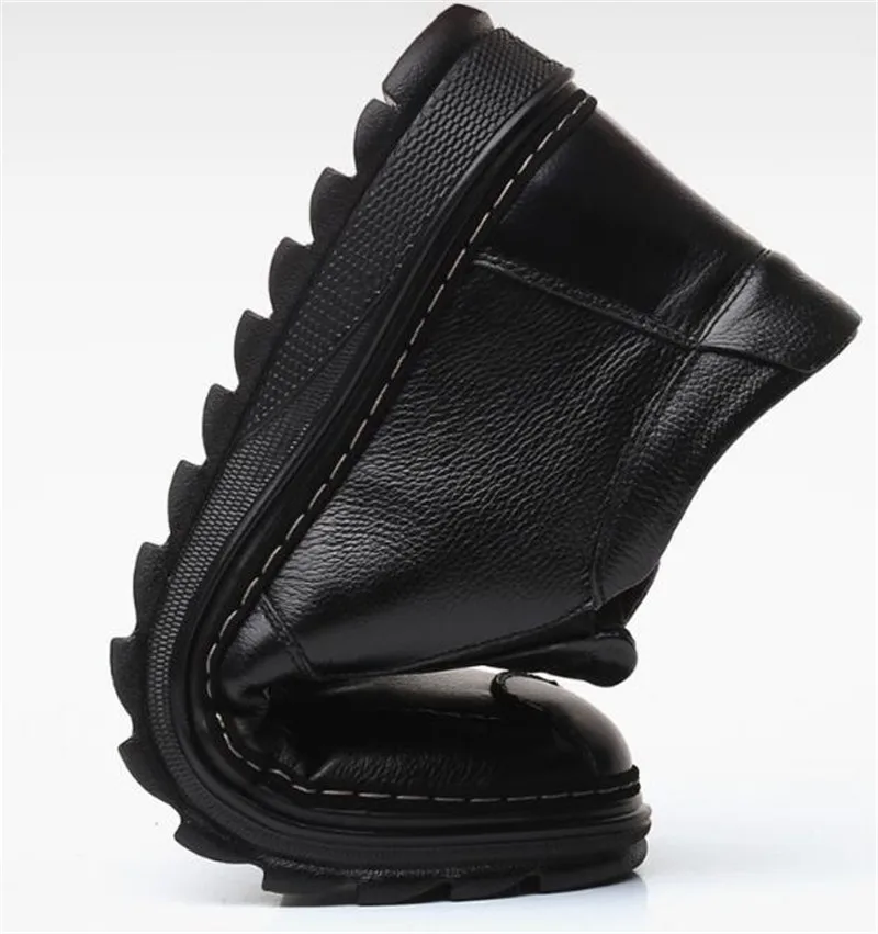 Winter Men's Cotton Shoes Cowhide Wool Boots Warm Shoes Flat Non-slip Soft Bottom Middle-aged Men Shoes Men Boots Snow Boots