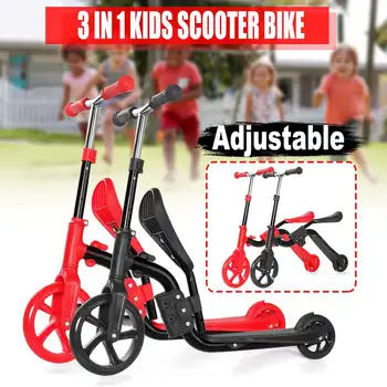 

2 in 1 Kids Kick Scooter Kickboard and Balance Bike Child Ride On Toy Boy Girl Scooter Adjustable Toddler Birthday Gift