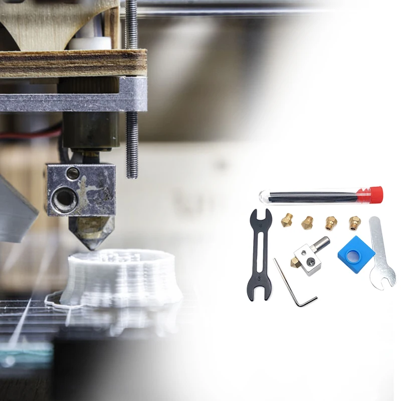 MK10 Hotend Комплект Экструдер комплект с тепла блок Медь 0 4 мм Насадка горло Трубка PTFE