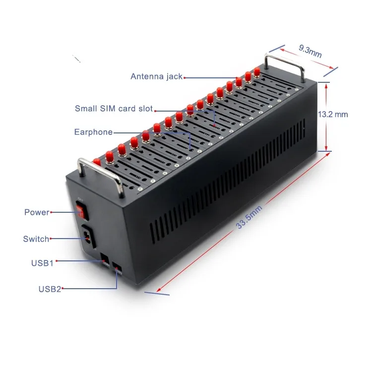US $114.24 New design 16 port gsm modem bulk SMS modem pool M26 module for bulk sms modem 16 port