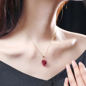 

DMCBS058 Ruby Necklace Female Yellow 18K Gold Tiancai Baoran Clavicle Pendant Genuine for Girlfriend