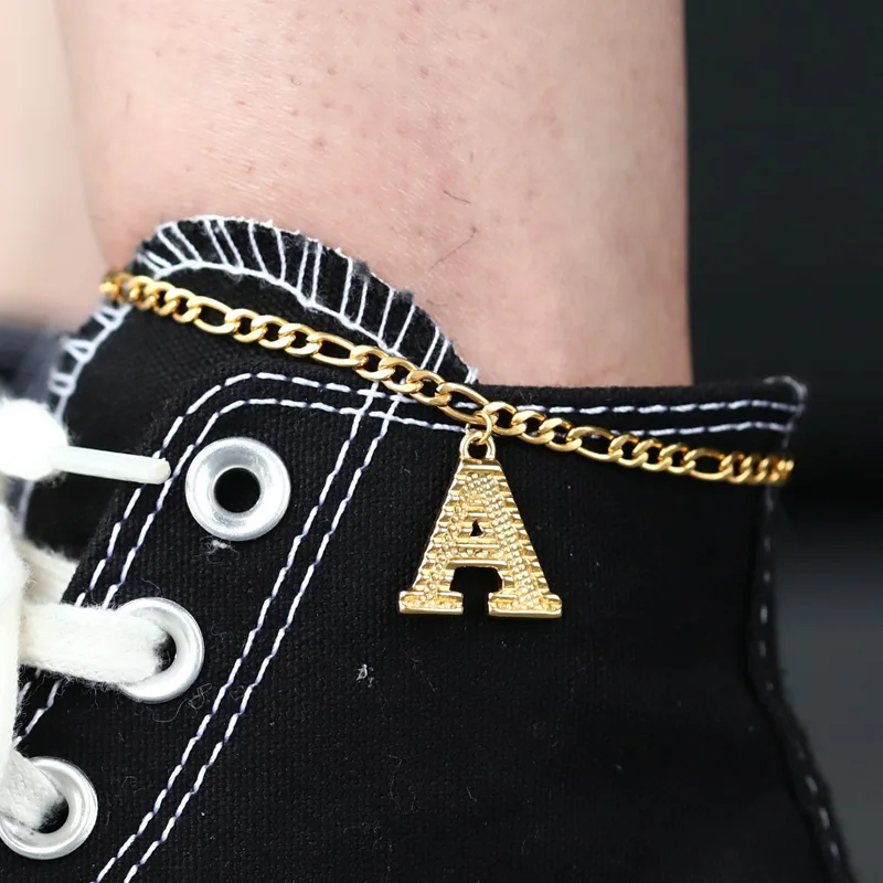 Gold Color A-Z Letter Initial Anklets Bracelets For Women Girls Stainless Steel Alphabet Ankle Leg Foot Bracelet BFF Jewelry - Image 4