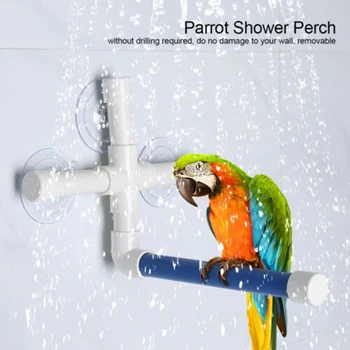 

New Bird Bath Perch Suction Cup Shower Stand Bird Water Bath Tub Bird Cage Hanging Bowl Parrot Macaw Paw Bathing Toy