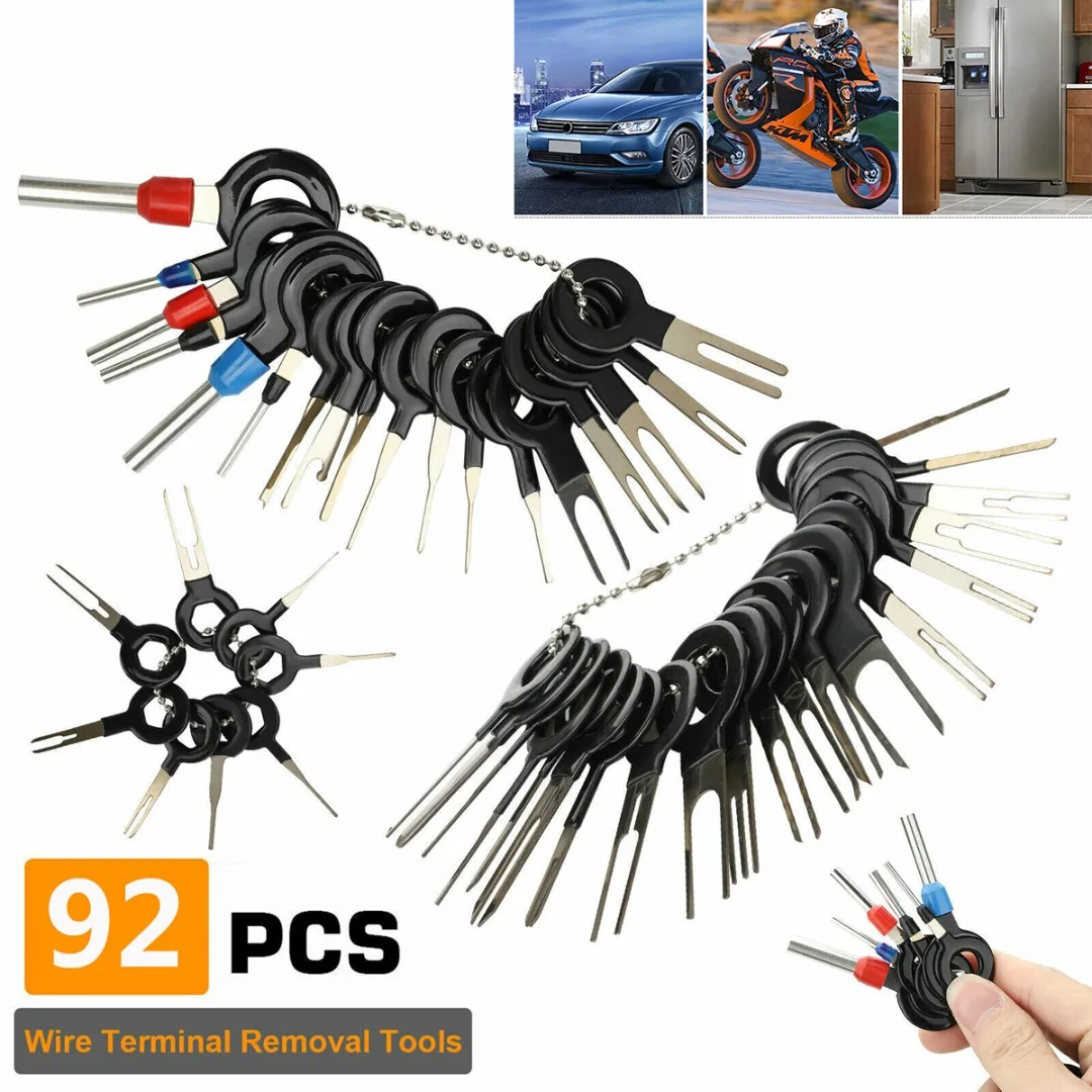 

92pcs Car Terminal Removal Tool Stainless Steel Wire Connector Extractor Puller Release Pin Key Tools
