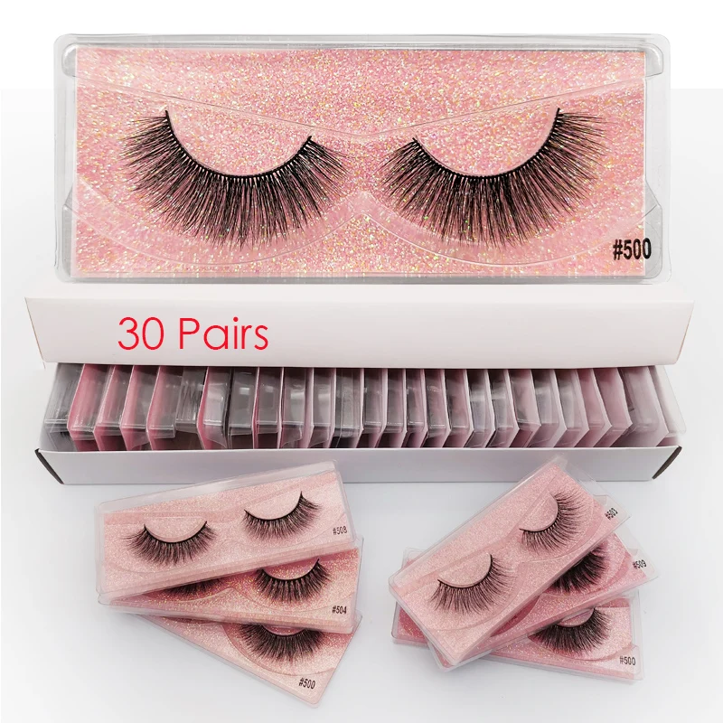 30PAIRS 500 30 пар оптом ресницы норковые ресницы 3d норковые ресницы оптом макияж, накладные ресницы - Color: 30PAIRS 500