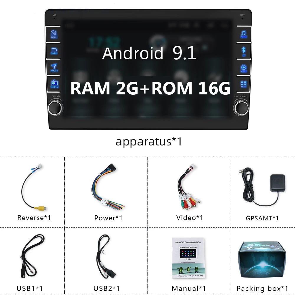 1 Din Android 9,1 автомобильный Mp5 видео плеер 9 дюймов 1Din Авторадио Мультимедиа Аудио Стерео gps навигация USB wifi TF FM без dvd - Цвет: No Camera