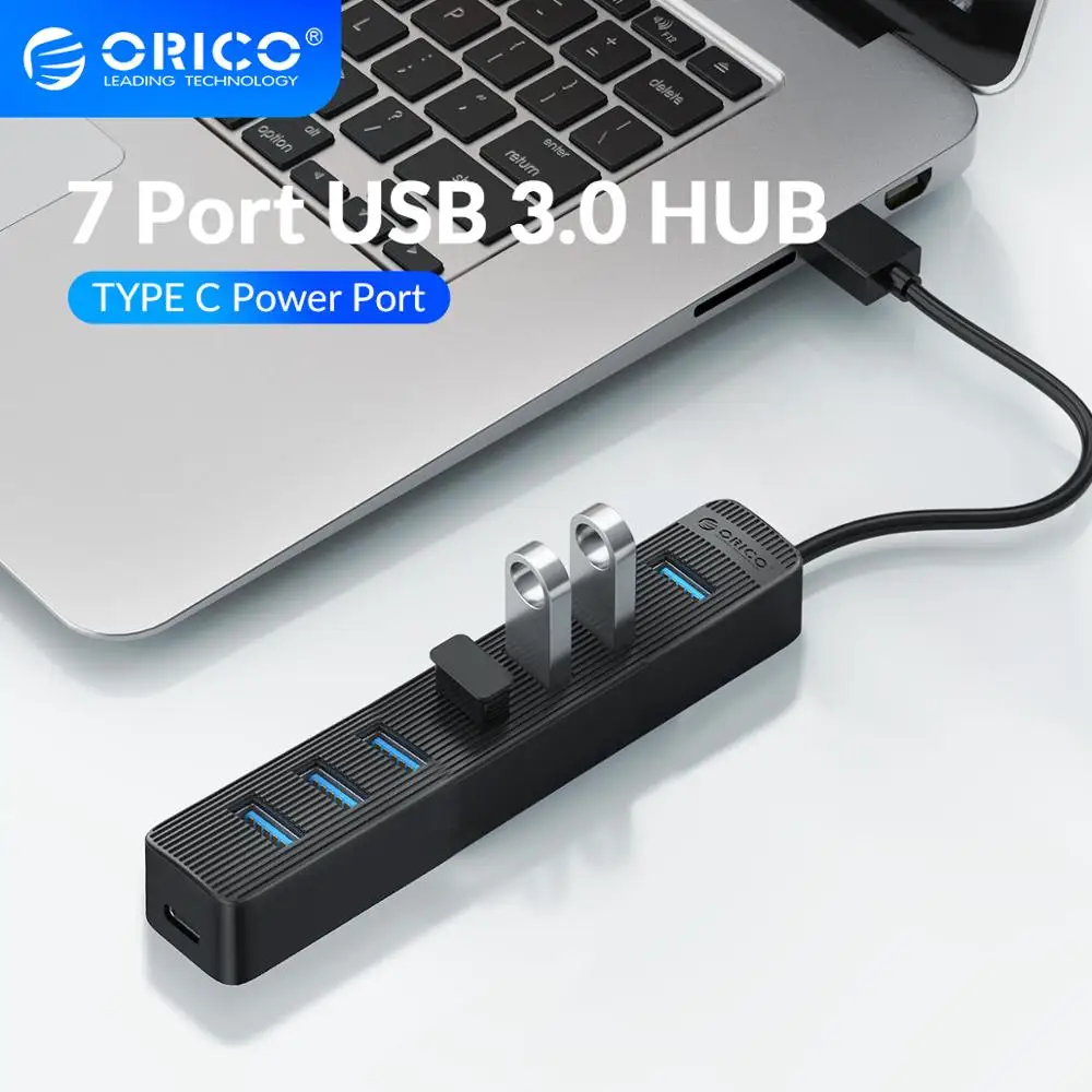 ORICO Высокоскоростной 7 портовый концентратор USB 3 0 с портом питания типа C SD TF