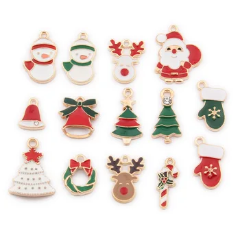 

30pcs Mixed Tree Christmas Charms Enamel Pendant Snowflake Snowman Bell Earrings Accessories Handmade DIY Jewelry Making