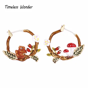 

Timeless Wonder Enamel Squirrel Mushroom DropEarrings Women Jewelry Gothic Boho Designer Top Fancy Cute Gift French Romance 6252