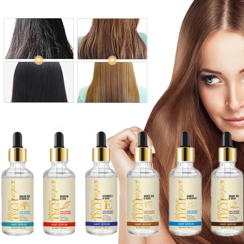 Mascarilla de queratina para el cabello, aceite complejo de argán, aceite suave y sedoso, suero para el cabello dañado, agente antipérdida de cabello marroquí, 50ML