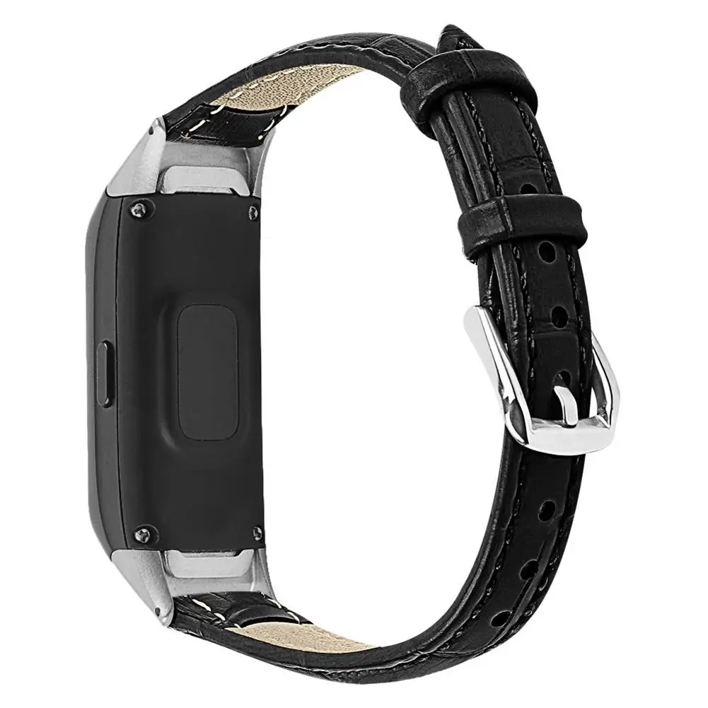 Для Galaxy Fit SM-R370 сменный Браслет Премиум кожаный ремешок умный Браслет для наручных часов ремешок аксессуары - Цвет: Black