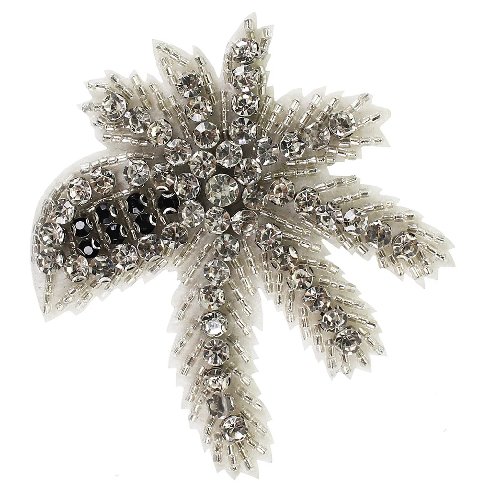 

Beaded Crystal Motifs Coconut Tree Patches Sew on Craft Diamond Badges for Brooches Applique 10 pieces