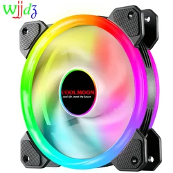 Ventilador de refrigeración con carcasa de PC, Enfriador de música RGB ajustable, disipador de calor de Control silencioso de 12cm, radiador de chasis de ordenador de escritorio