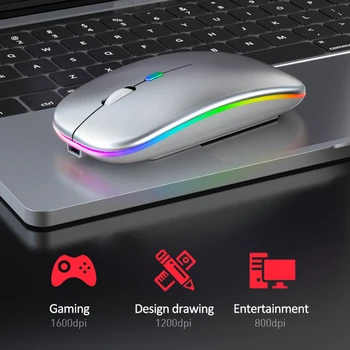 

Wireless Mouse 2.4G LED Light Computer Mouse Silent USB Mause Rechargeable Mause Ergonomic For Laptop PC Computer Wireless Mouse