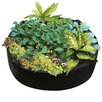 

Round Raised Plant Bed Garden Flower Planter Elevated Breathable Felt Fabric Vegetable Box Nursery Production Planting Grow Bag