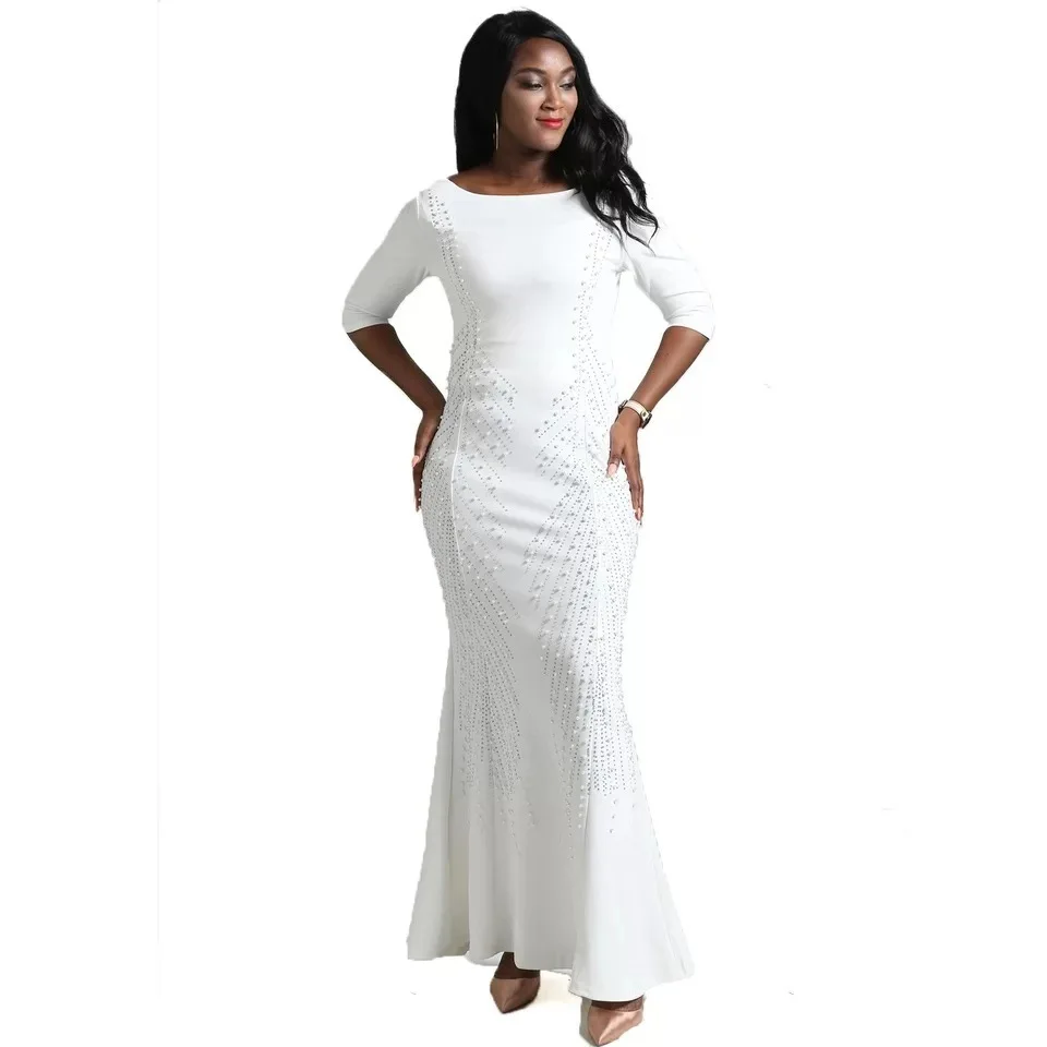 sourcing manufacturers direct sales round collar sleeve full ironing drill + nail bead tail dress | Женская одежда