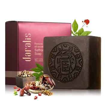 

100g Effective Anti-acne Anti-mites Shrinking Pores Saffron Handmade Soap Facial Cleansing Soap Moisturizing